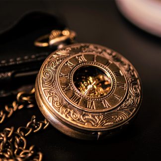Lucas Santos bronze engraved pocket watch.