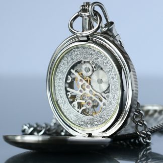 Pierre Bamin silver engraved gear pocket watch.